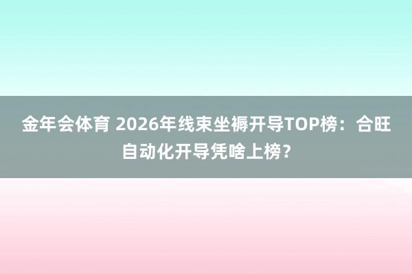金年会体育 2026年线束坐褥开导TOP榜：合旺自动化开导凭啥上榜？