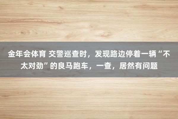 金年会体育 交警巡查时，发现路边停着一辆“不太对劲”的良马跑车，一查，居然有问题