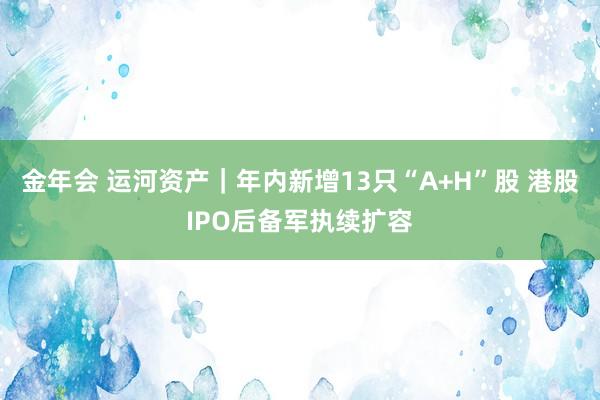 金年会 运河资产｜年内新增13只“A+H”股 港股IPO后备军执续扩容