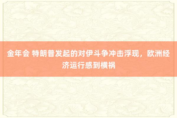金年会 特朗普发起的对伊斗争冲击浮现，欧洲经济运行感到横祸