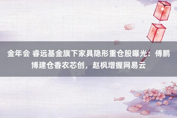金年会 睿远基金旗下家具隐形重仓股曝光：傅鹏博建仓香农芯创，赵枫增握网易云