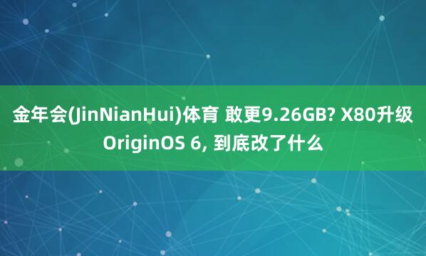 金年会(JinNianHui)体育 敢更9.26GB? X80升级OriginOS 6， 到底改了什么