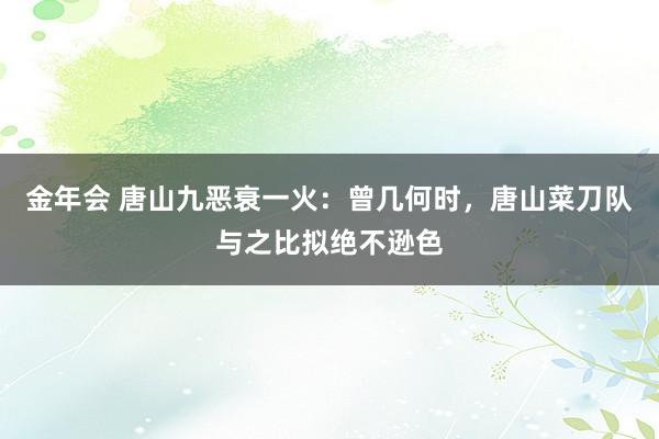 金年会 唐山九恶衰一火：曾几何时，唐山菜刀队与之比拟绝不逊色