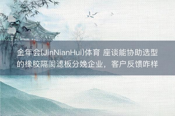 金年会(JinNianHui)体育 座谈能协助选型的橡胶隔阂滤板分娩企业，客户反馈咋样