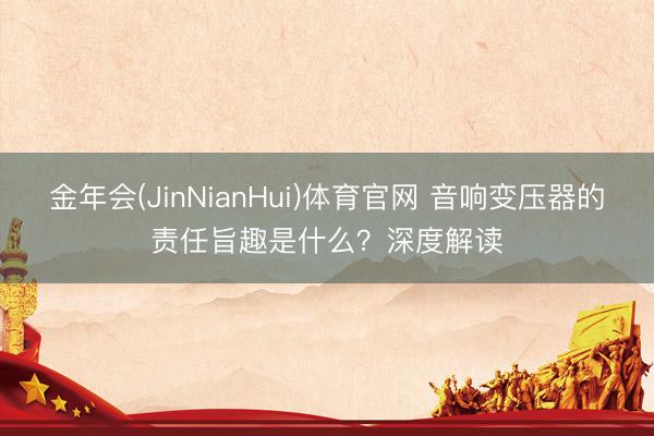金年会(JinNianHui)体育官网 音响变压器的责任旨趣是什么？深度解读