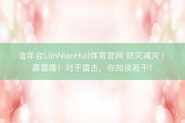 金年会(JinNianHui)体育官网 防灾减灾 | 霹雷隆！对于雷击，你知谈若干？