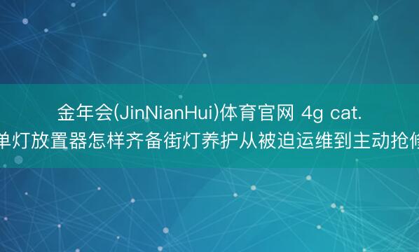 金年会(JinNianHui)体育官网 4g cat.1单灯放置器怎样齐备街灯养护从被迫运维到主动抢修?