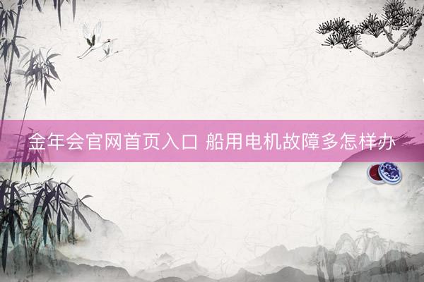 金年会官网首页入口 船用电机故障多怎样办