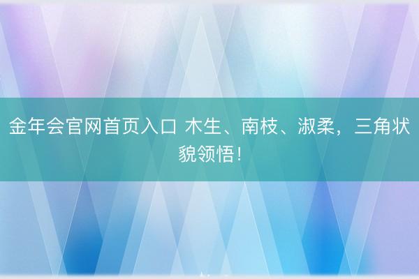 金年会官网首页入口 木生、南枝、淑柔，三角状貌领悟！