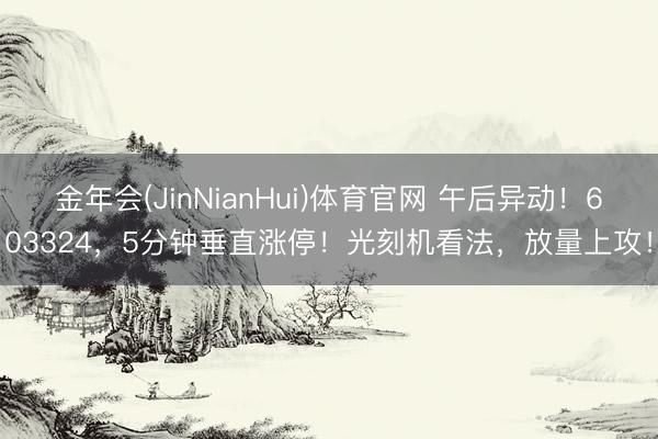 金年会(JinNianHui)体育官网 午后异动！603324，5分钟垂直涨停！光刻机看法，放量上攻！