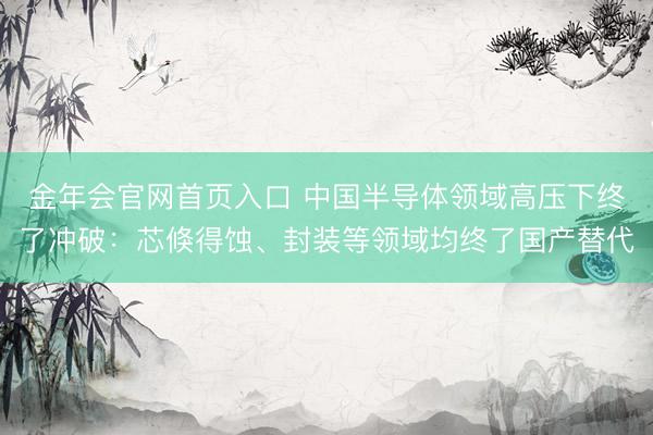 金年会官网首页入口 中国半导体领域高压下终了冲破：芯倏得蚀、封装等领域均终了国产替代