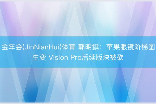 金年会(JinNianHui)体育 郭明錤：苹果眼镜阶梯图生变 Vision Pro后续版块被砍