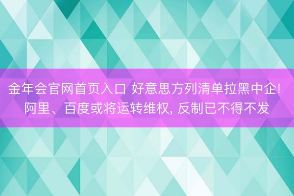 金年会官网首页入口 好意思方列清单拉黑中企! 阿里、百度或将运转维权, 反制已不得不发
