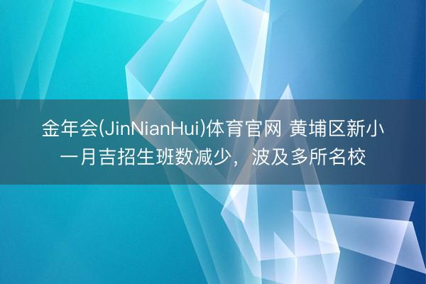 金年会(JinNianHui)体育官网 黄埔区新小一月吉招生班数减少,波及多所名校